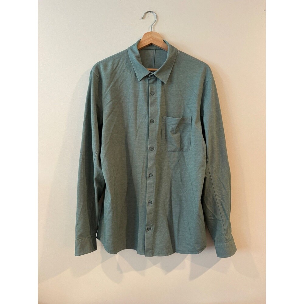 Lululemon Commision Button Up Collared Shirt Men's Green Oxford - LARGE/XL